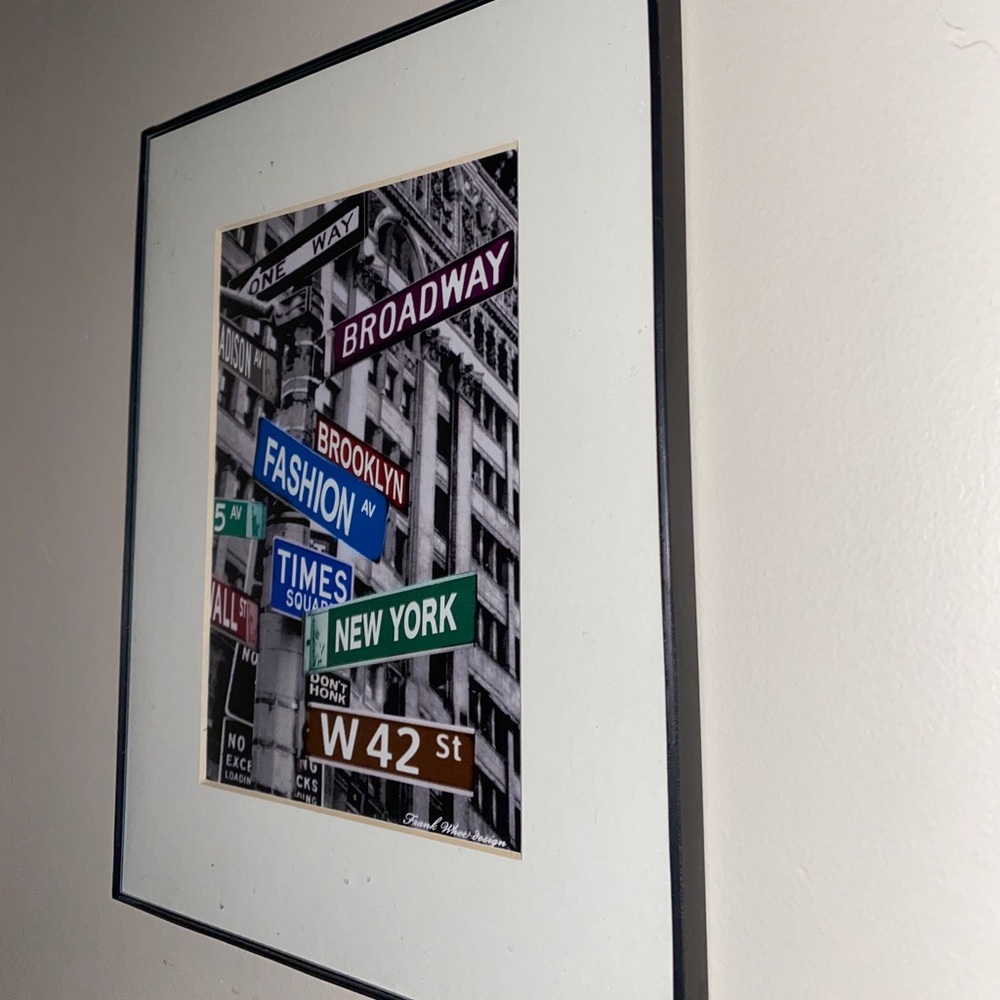 Framed 8x10 photo of New York City street signs